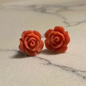 Pink Rose Earrings Icing by Claire’s